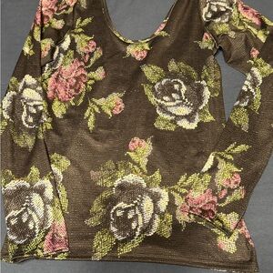 lululemon athletica Floral Long Sleeve Top - Black and Pink